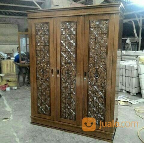 Furniture Lemari  Pakaian Jati 3 Pintu Minimalis  Jakarta  