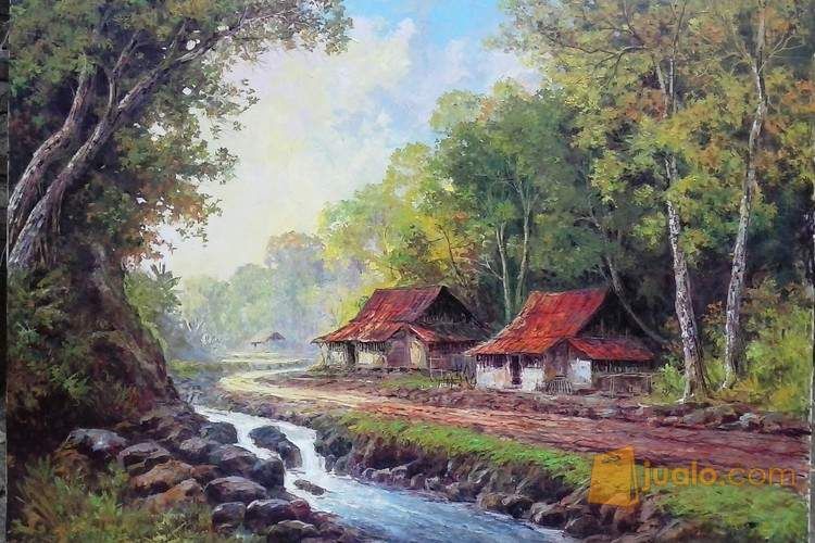  lukisan  pemandangan  panorama desa  Purwokerto Jualo