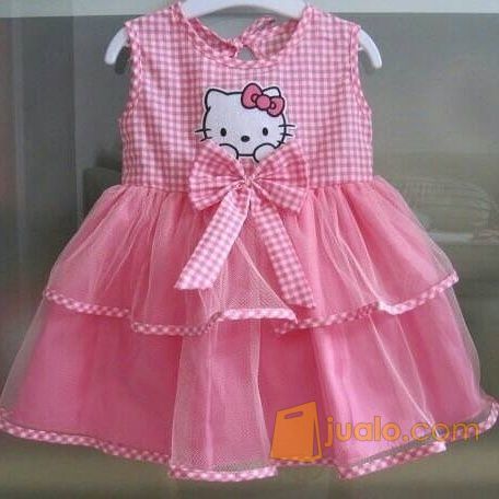 Dress Gaun Pesta Bayi Hello Kitty Warna Pink