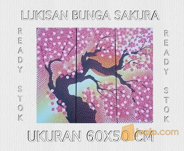 26 Lukisan Kanvas  Bunga  Sakura  Rudi Gambar 